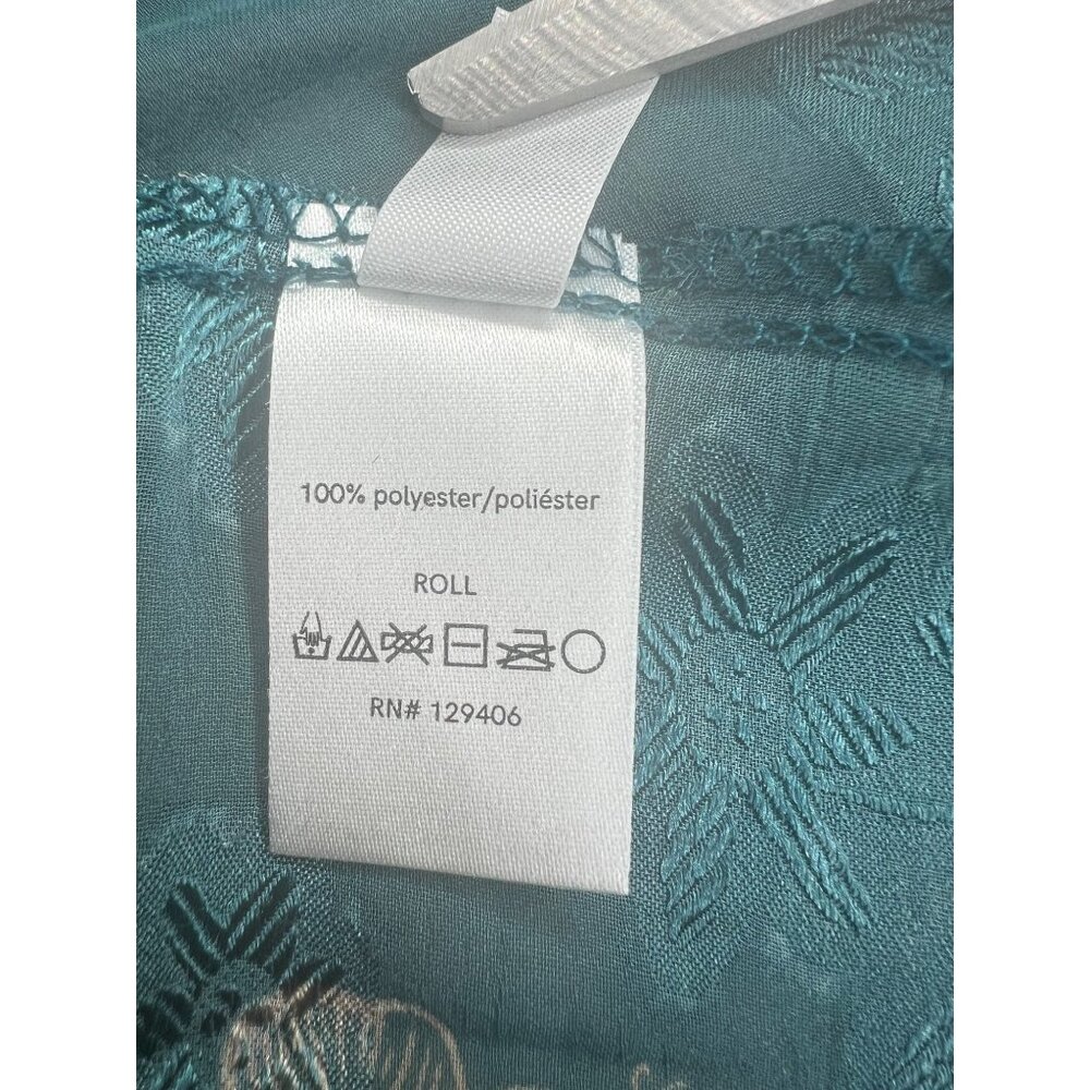 Venus Teal Floral Wrap Blouse Womens Long Sleeve V-Neck Size 12 - Picture 9 of 11